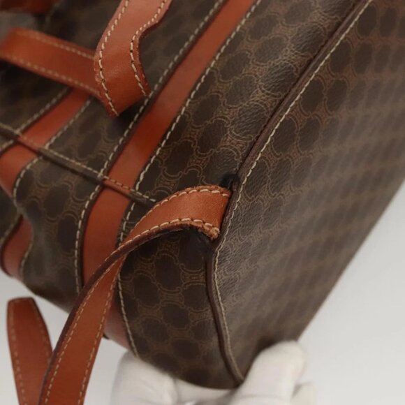 CELINE Macadam Canvas Backpack PVC Leather Brown Gold Auth - Picture 5 of 16